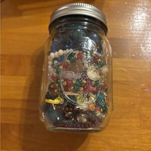Colorful Bead Collection in Mason Jar